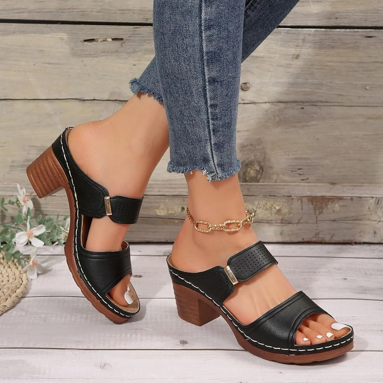 2025 Sandals for Women Platform Heeled Sandal Summer Shoes for Women Open Toe Wedding Party Dress Sandals Walking Sandal for Daily Wear Fashion Trendy Slip-on Shoes 2025