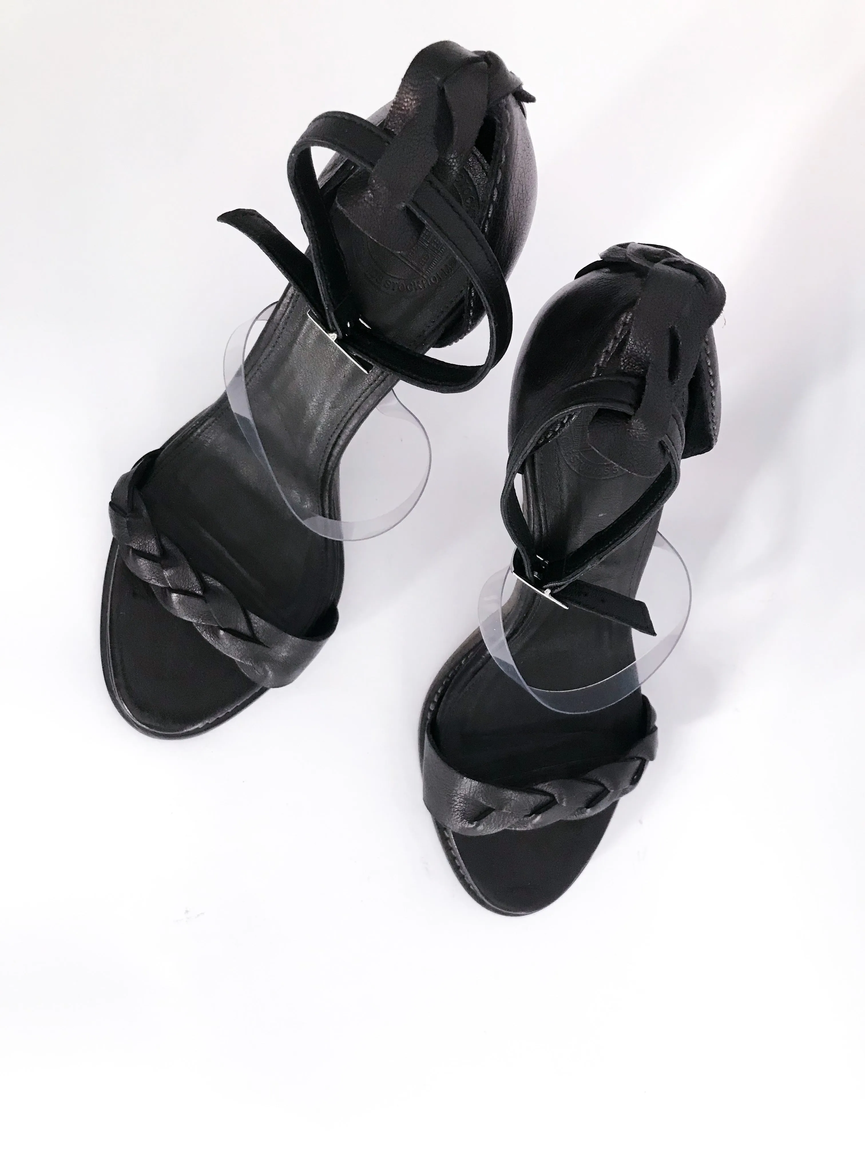 Acne Studios Brown Braided Leather Platform Heels, EU 38, US 5