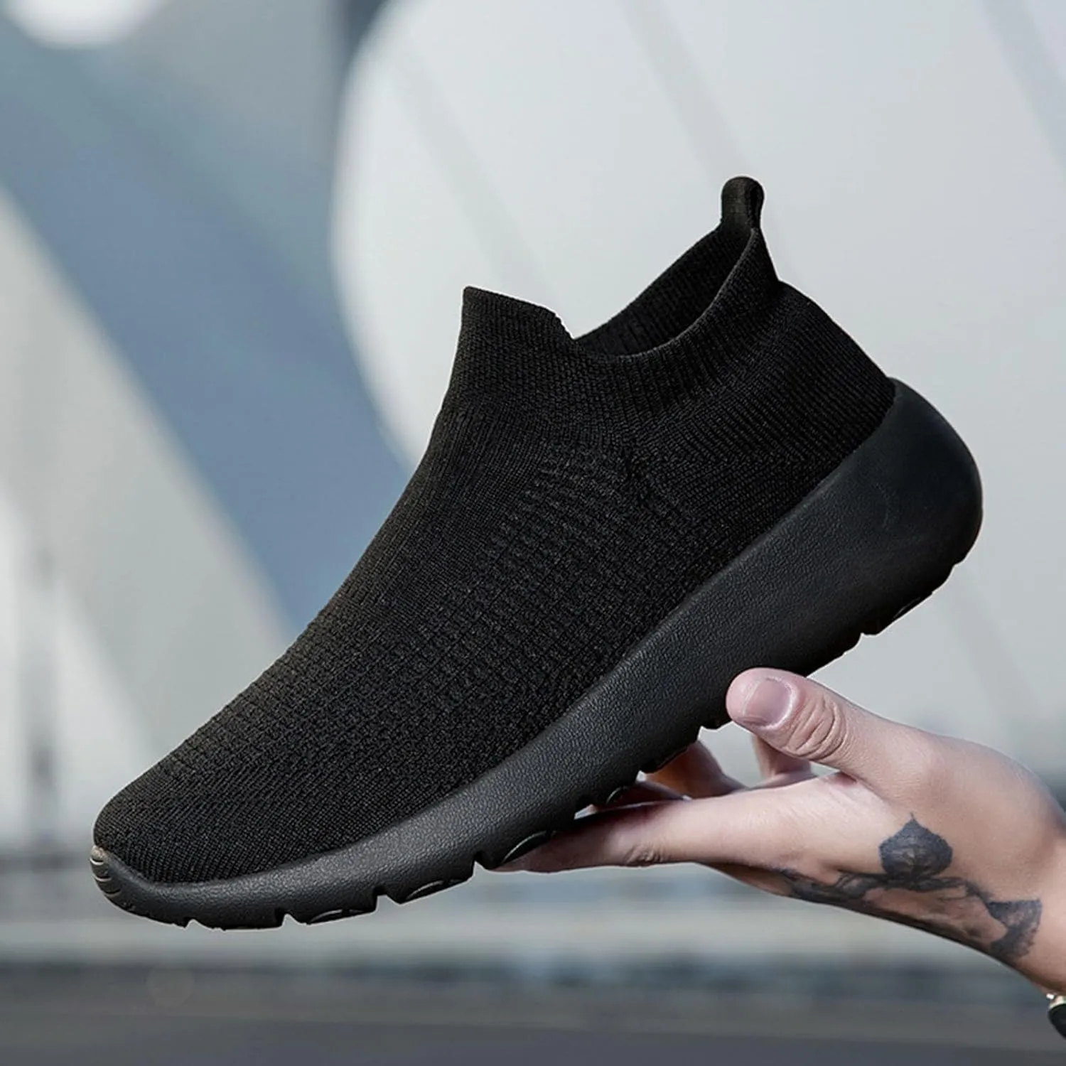 Arch Support Non Slip Minimalist Shoes for Men Outdoor Athletic Slip-On Hiking Shoe Casual Elderly Lace Up Shoes