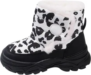 Baby Boys Girls Leopard Winter Warm Cozy Shoes Fleece Snow Boots Toddler Infant Non-Slip Faux Fr Leather Boots Size 13