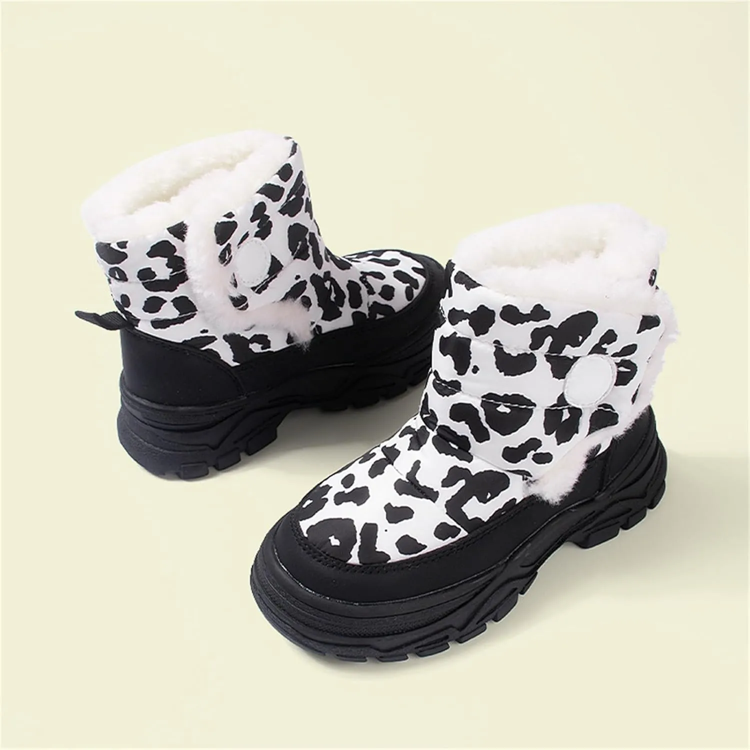 Baby Boys Girls Leopard Winter Warm Cozy Shoes Fleece Snow Boots Toddler Infant Non-Slip Faux Fr Leather Boots Size 13