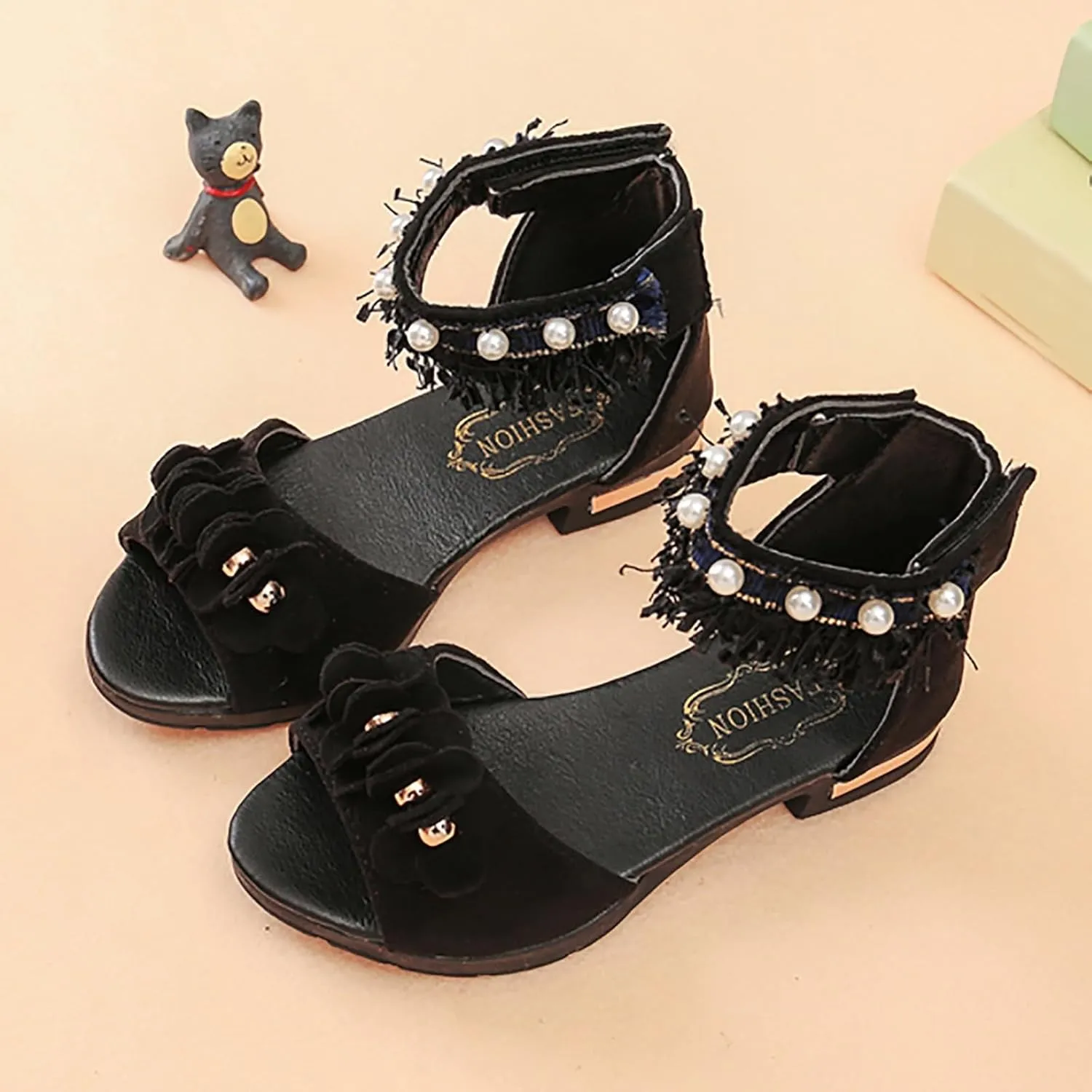 Bohemian Sandals for Girls Children Shoes Thick High Heeled Sandals Fashionable Small High Heeled Girls Easter
