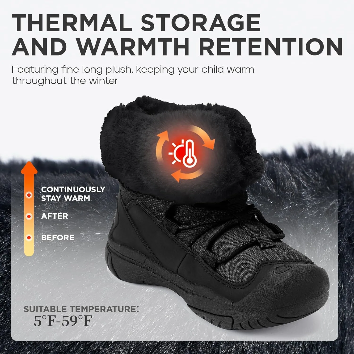 Boys Girls Snow Boots Waterproof Outdoor Sport Warm Cozy Anti-Slip Lightweight Winter Shoes for Toddler/Little/Big Kid