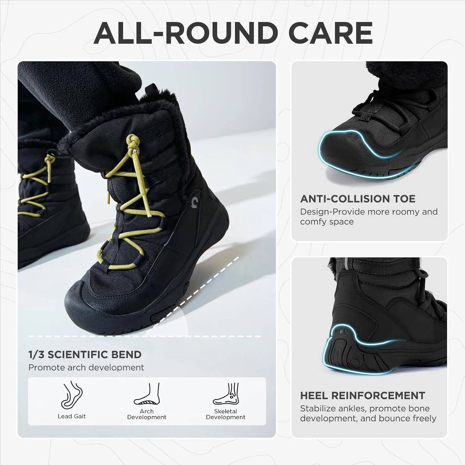 Boys Girls Snow Boots Waterproof Outdoor Sport Warm Cozy Anti-Slip Lightweight Winter Shoes for Toddler/Little/Big Kid