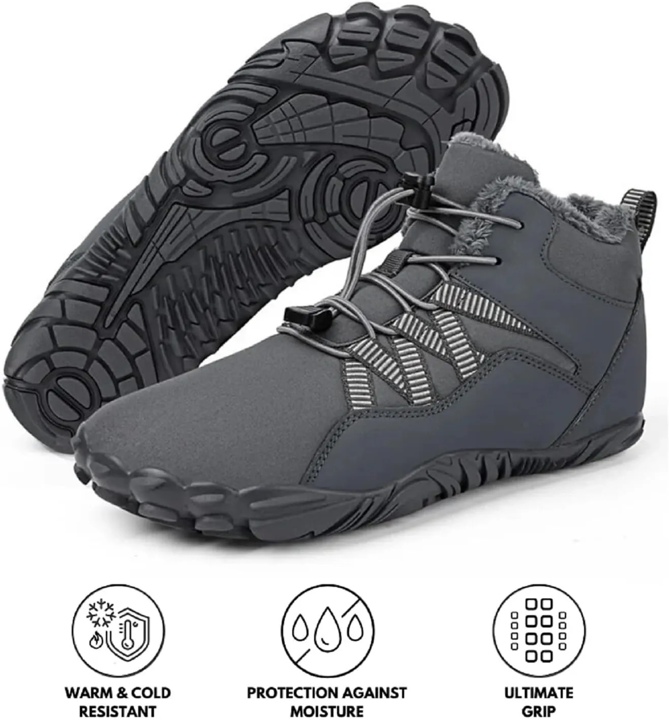 Carter Elite HF Non - Slip, Flexible Winter Barefoot Boots, Wide Toe Box, Lightweight Minimalist Zero Drop Sole, Breathable Upper Material Unisex