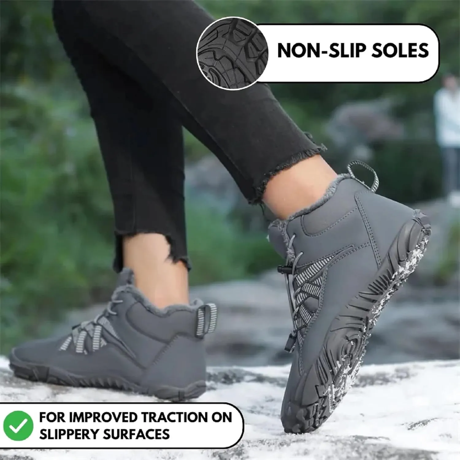 Carter Elite HF Non - Slip, Flexible Winter Barefoot Boots, Wide Toe Box, Lightweight Minimalist Zero Drop Sole, Breathable Upper Material Unisex