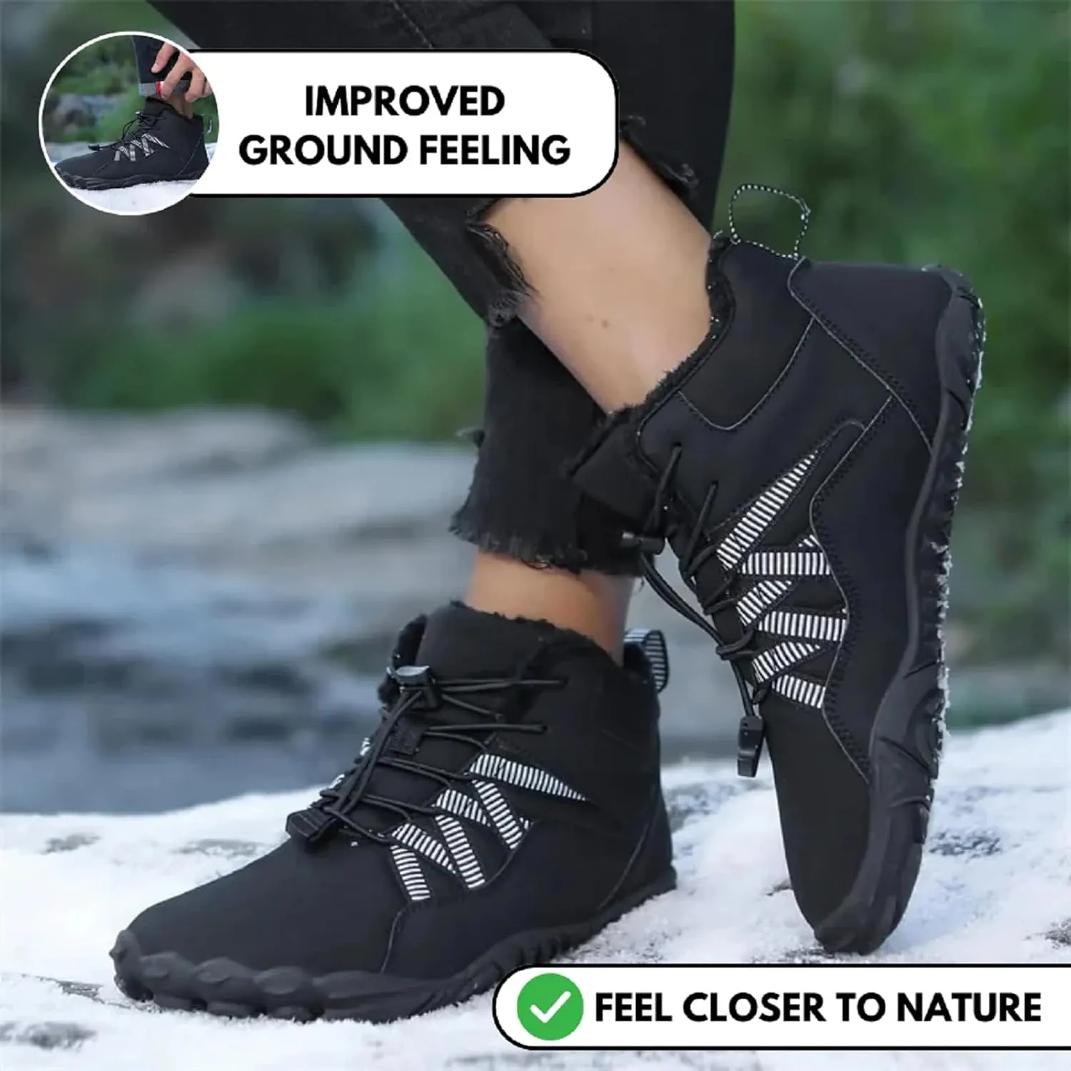 Carter Elite HF Non - Slip, Flexible Winter Barefoot Boots, Wide Toe Box, Lightweight Minimalist Zero Drop Sole, Breathable Upper Material Unisex