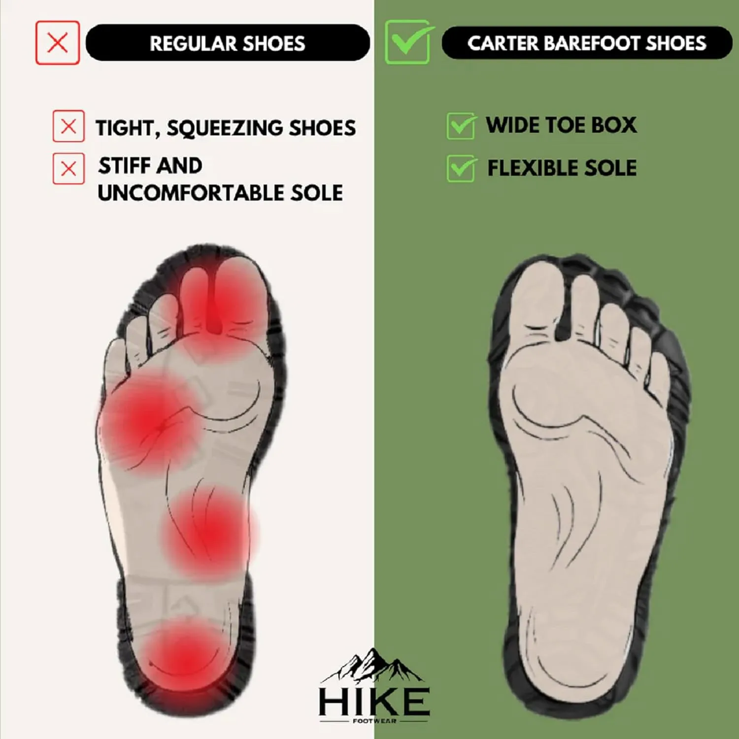 Carter Elite HF Non - Slip, Flexible Winter Barefoot Boots, Wide Toe Box, Lightweight Minimalist Zero Drop Sole, Breathable Upper Material Unisex