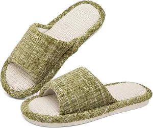 Couples Fashion Open Toe Cloth Mute Slippers Men's and Women's Linen Home Shoes Women Bed Slippers Size 11