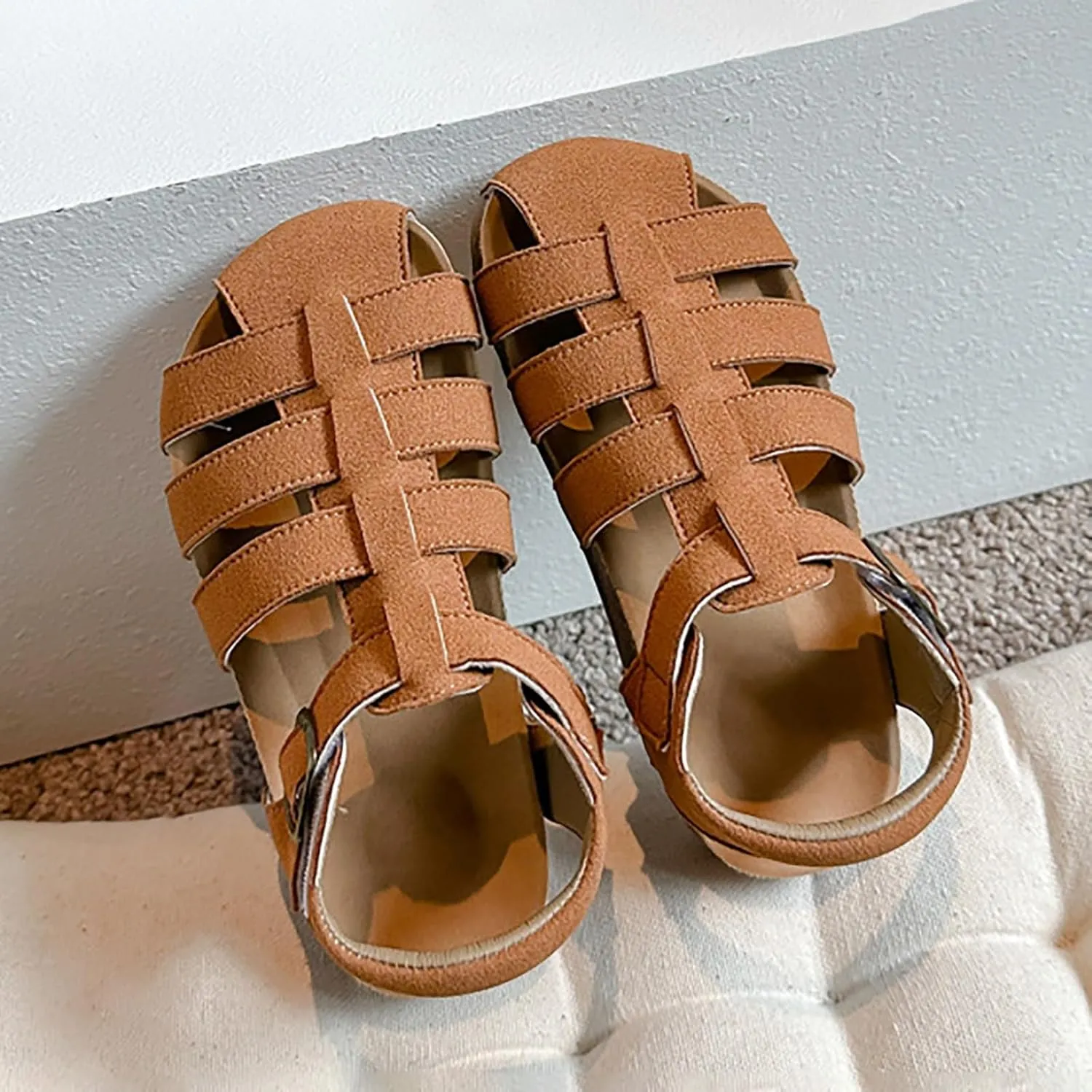 Flat Sandals Summer Shoes for Kids Big Kids Girls Shoes Comfortable Soft Bottom Closed Toe Sandals Fashionable Hollow Casual Fashion
