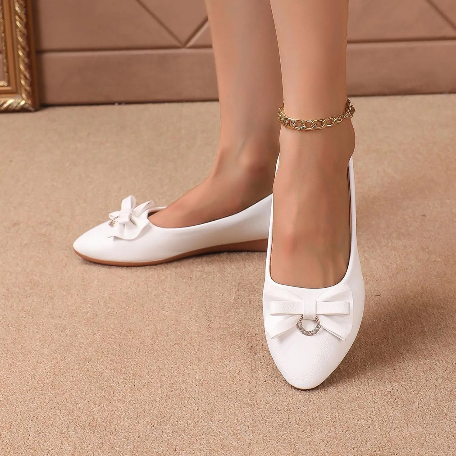 Flat Shoes for Women Dressy Work Shoes Ballet Flats Comfortable Slip On Loafers Round Toe Office Shoe Flat Dress Shoe
