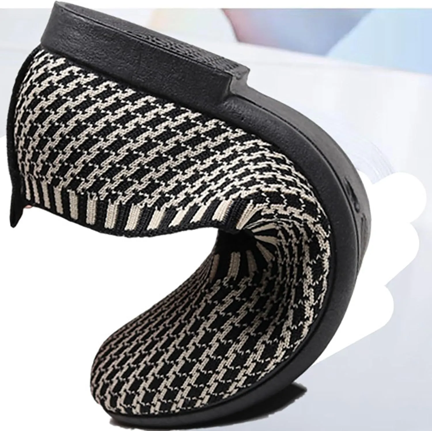 Flat Shoes for Women Round Toe Ballet Leisure Shoes with Arch Support Washable Comfortable Knit Shoes Men House Shoes