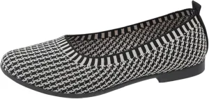 Flat Shoes for Women Round Toe Ballet Leisure Shoes with Arch Support Washable Comfortable Knit Shoes Men House Shoes