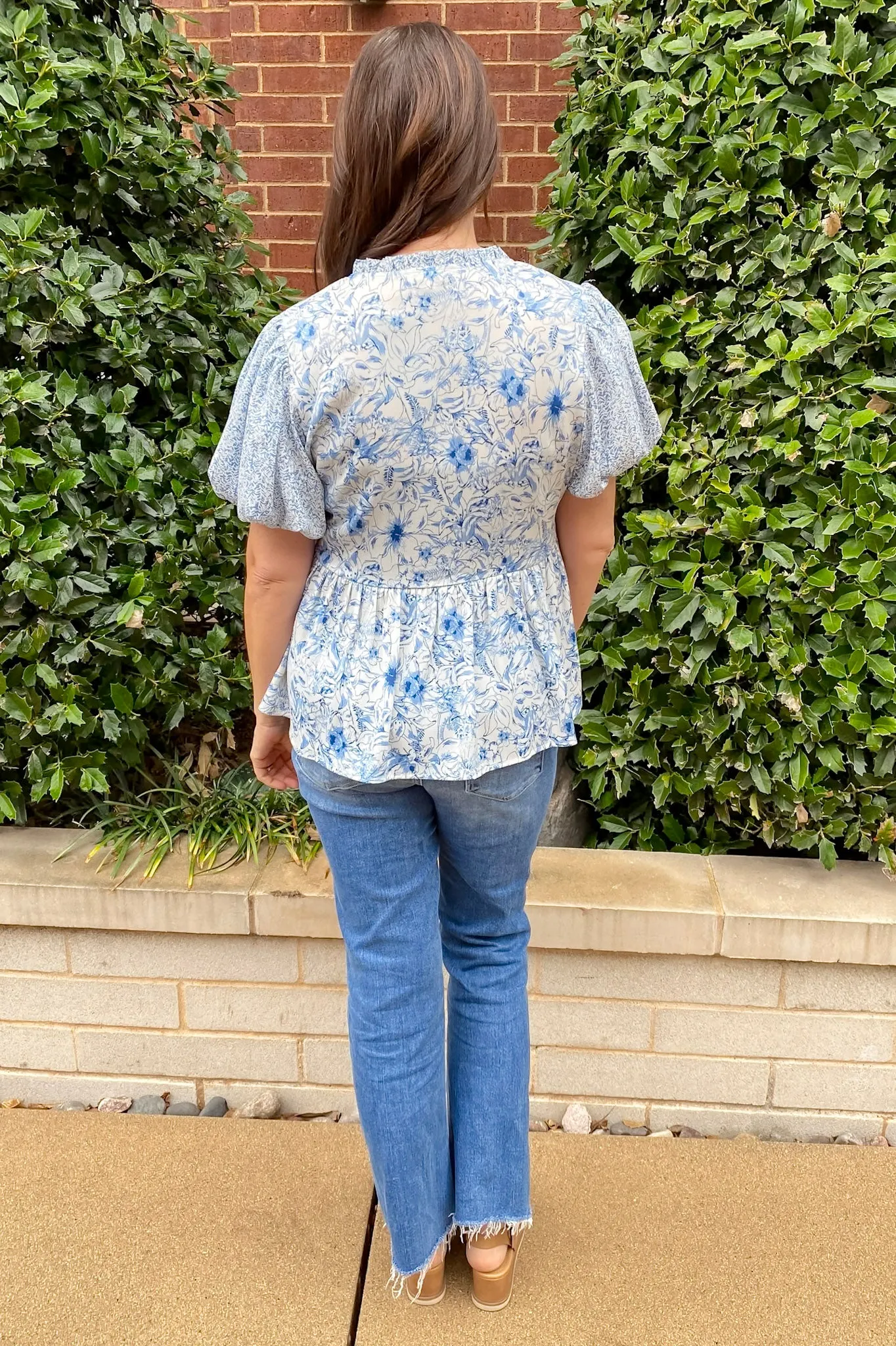 Follow The Charm Blue Print Top