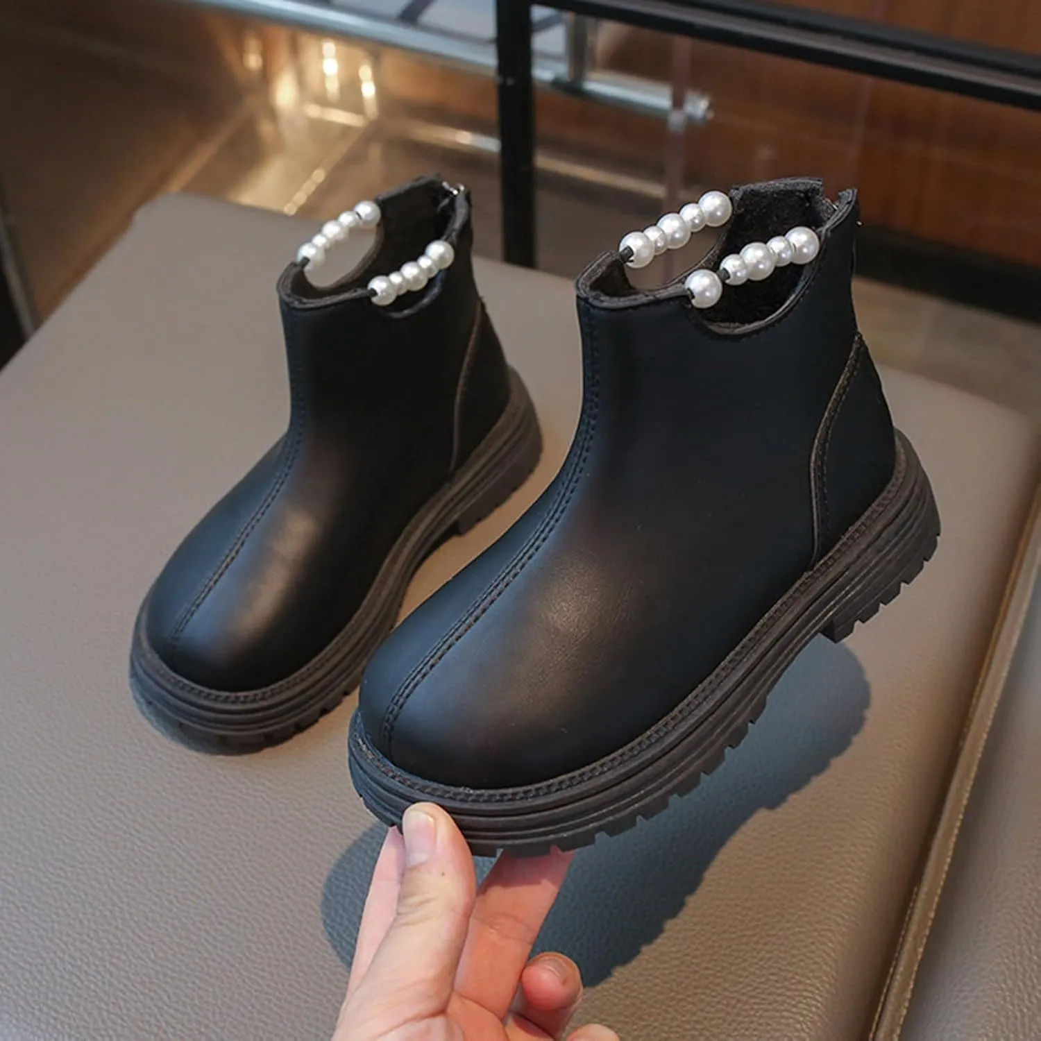 Girl Ankle Boots Soft Rubber Sole Low Heel Western Ankle Booties Kids Non-Slip Zipper Shoes Girls Dress Shoes Size 12