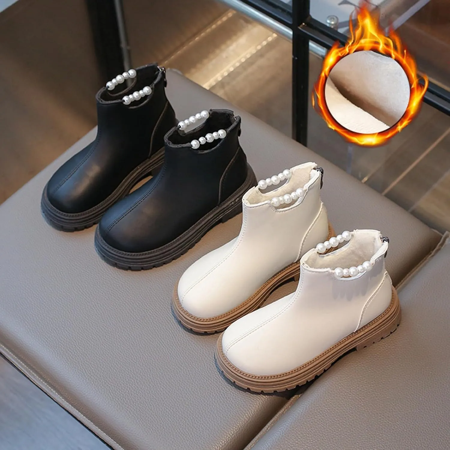 Girl Ankle Boots Soft Rubber Sole Low Heel Western Ankle Booties Kids Non-Slip Zipper Shoes Girls Dress Shoes Size 12