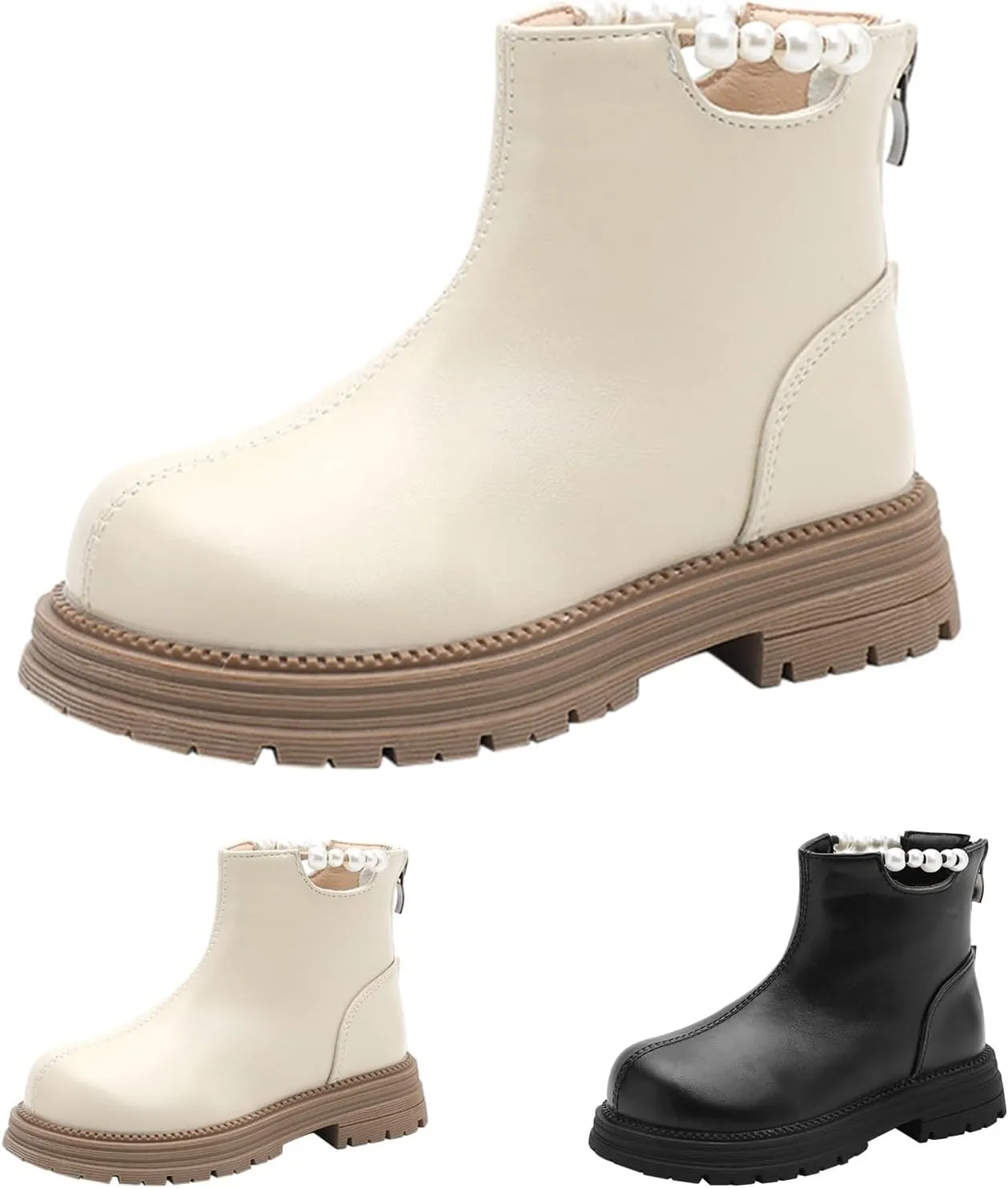 Girl Ankle Boots Soft Rubber Sole Low Heel Western Ankle Booties Kids Non-Slip Zipper Shoes Girls Dress Shoes Size 12