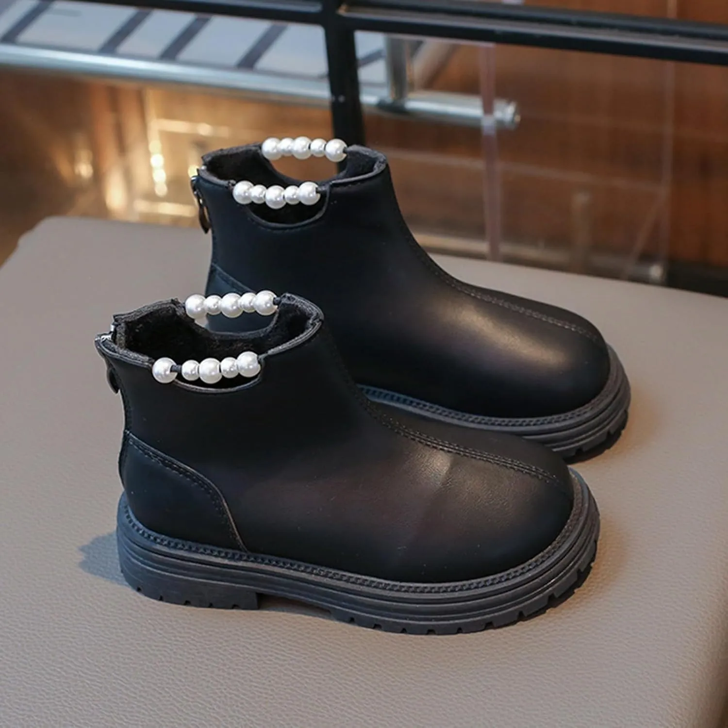 Girl Ankle Boots Soft Rubber Sole Low Heel Western Ankle Booties Kids Non-Slip Zipper Shoes Girls Dress Shoes Size 12