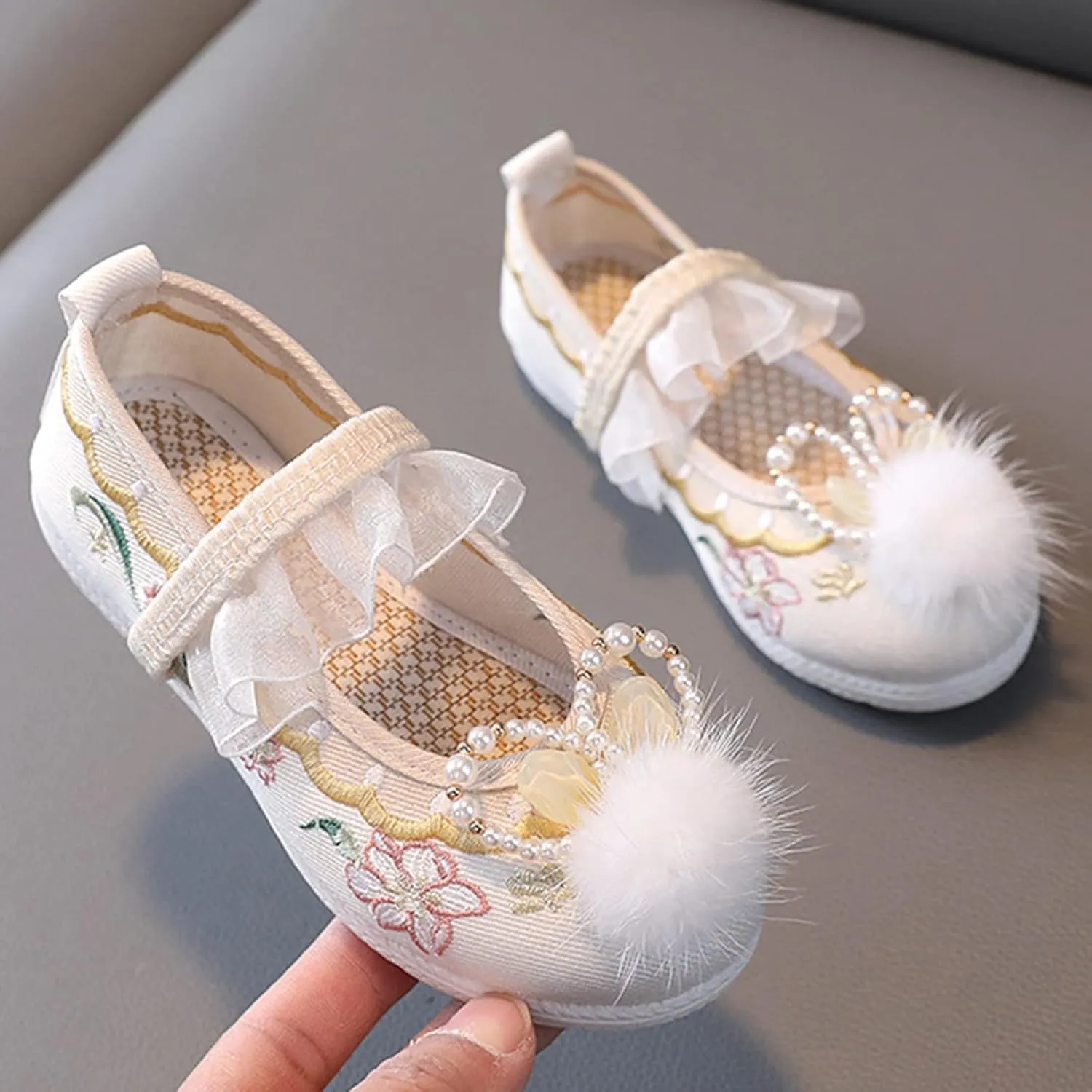 Girls Flat Bottomed Bunny Embroidered Sandals Fashionable Children Vintage Retro Performance Toddler Kids Sandals