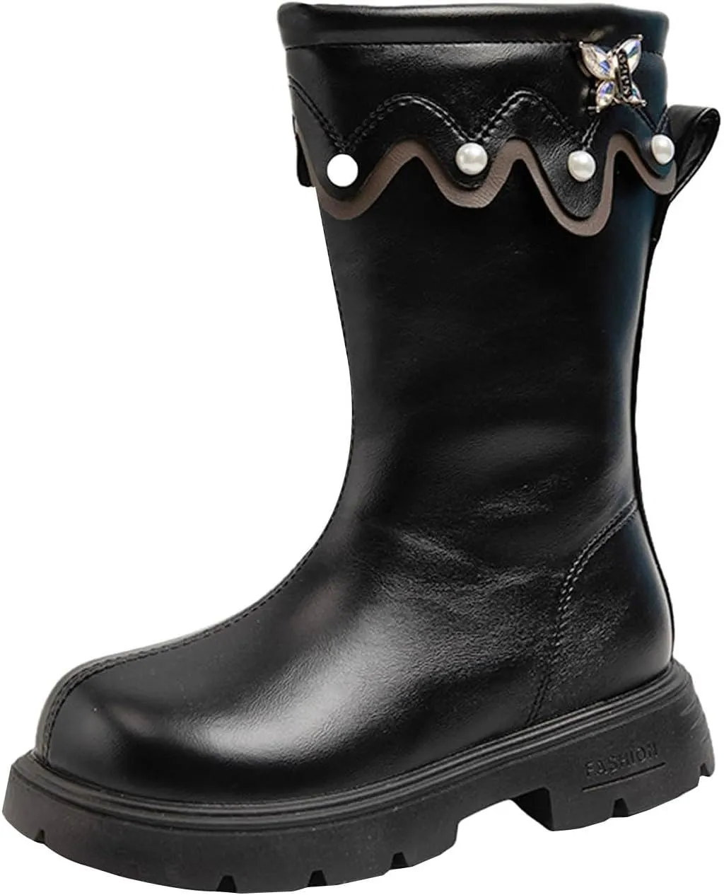 Girls Knee High Wateroof Winter Boots Pearl Butterfly Warm Lined Non Slip Riding Boot with Side Kids Snow Boots Kids