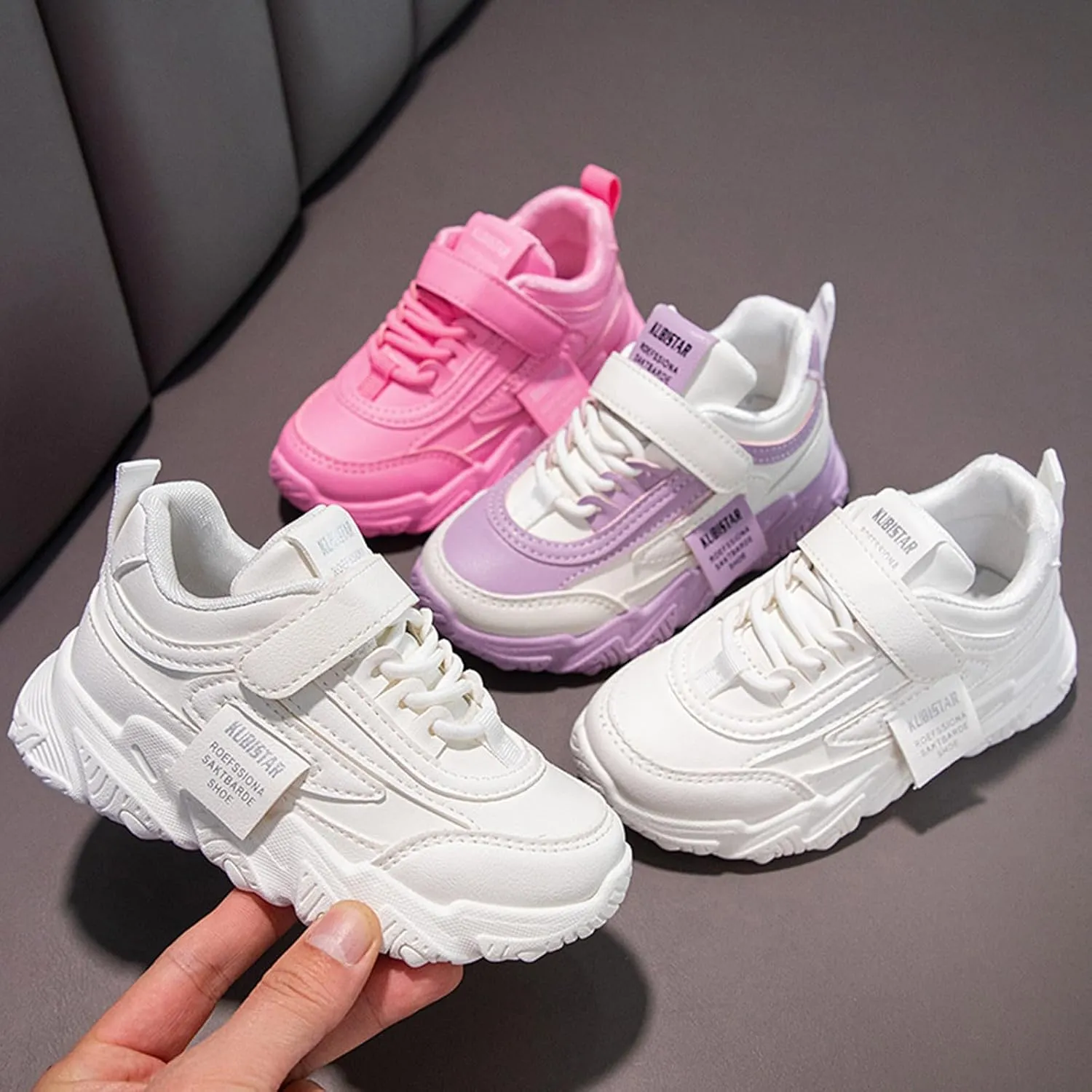 Kid Sneakers Girls Boys Running Walking Sports Adjustable Strap Sneakers Waterproof High Top Lightweight Casual Shoes