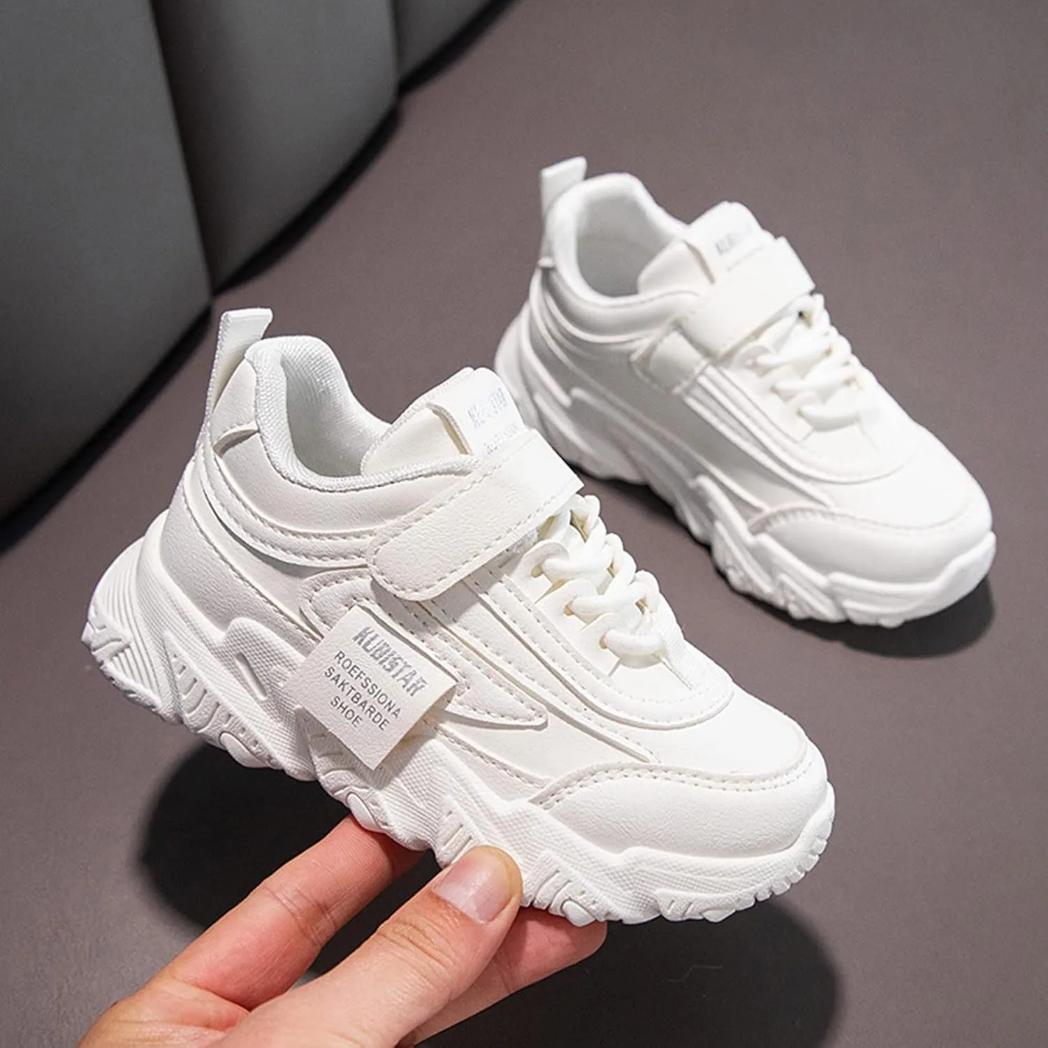 Kid Sneakers Girls Boys Running Walking Sports Adjustable Strap Sneakers Waterproof High Top Lightweight Casual Shoes