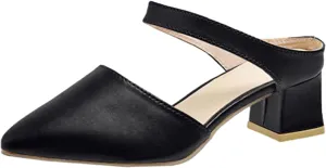 Ladies Fashion Solid Color Leather Thick High Heel Pointed Toe Casual Pumps Shoes All Wedges for Women