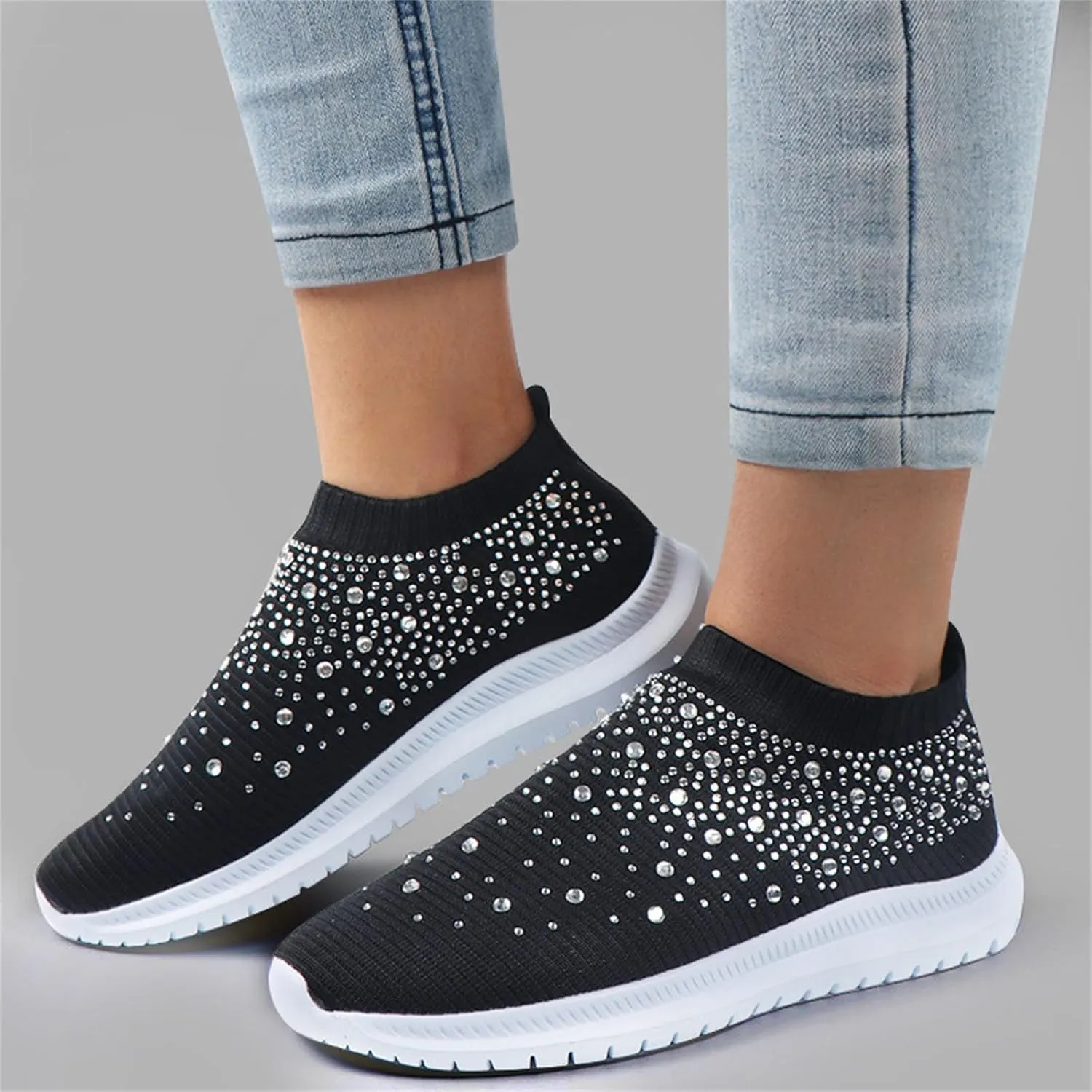 Ladmiple Running Shoes Womens Slip On Sneakers Arch Support Walking Tennis Shoes Non Slip Comfortable Workout Gym Shoes