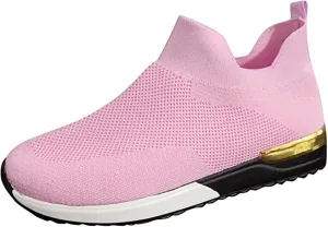 Ladmiple Walking Shoes Women Arch Support Slip On Sneakers Lightweight Running Jogging Sneakers Casual Athletic Tennis Shoes