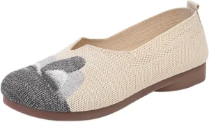Loafers for Women Comfort Slip On Walking Shoes Knit Dress Casual Business Work Flat Wide Width Comfortable Sneaker