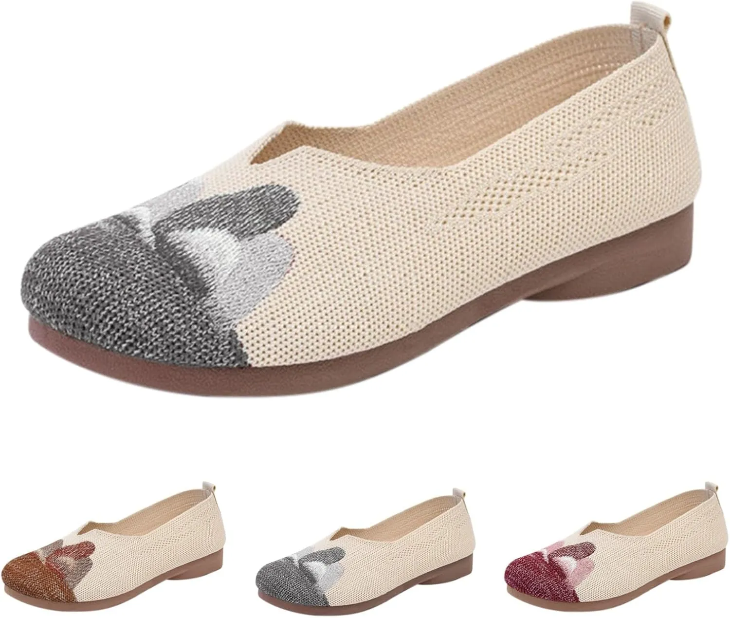Loafers for Women Comfort Slip On Walking Shoes Knit Dress Casual Business Work Flat Wide Width Comfortable Sneaker