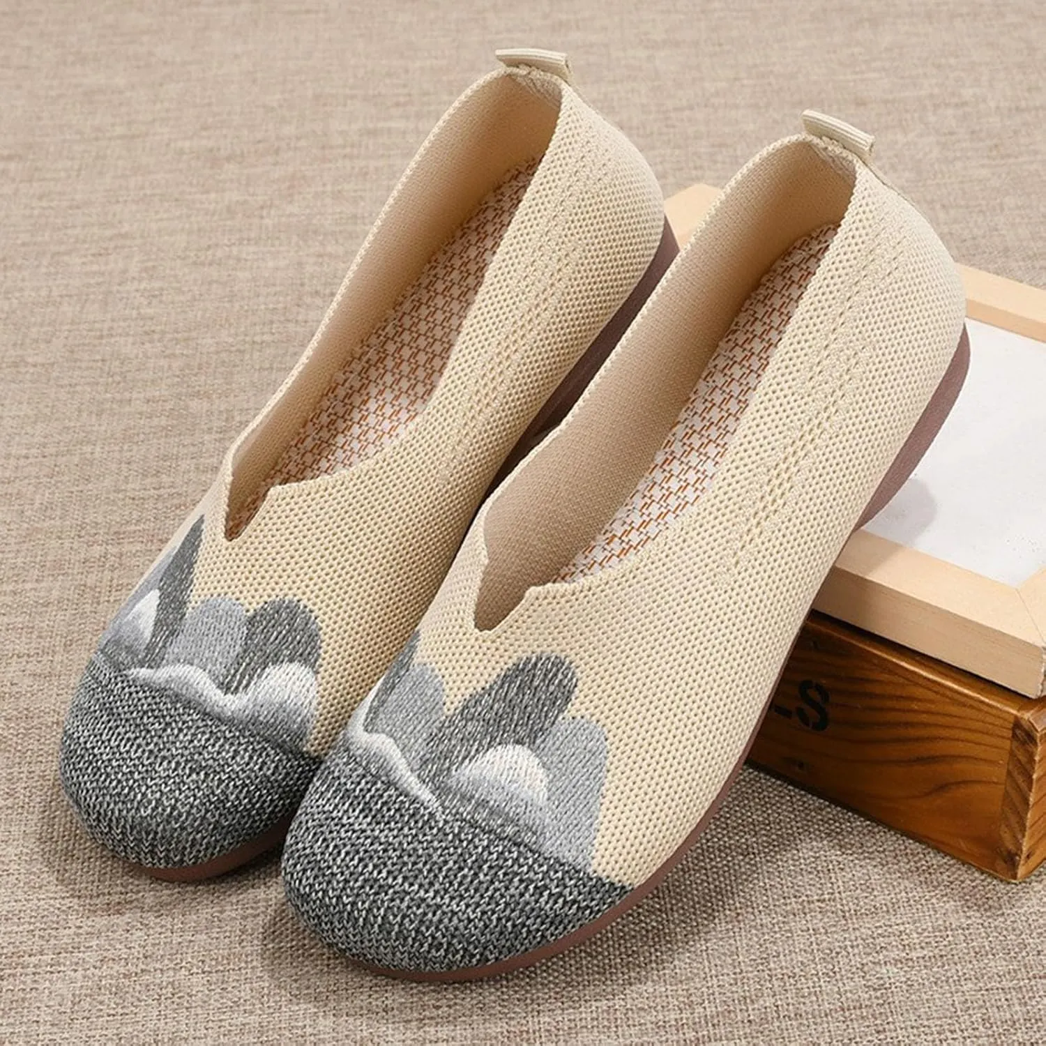 Loafers for Women Comfort Slip On Walking Shoes Knit Dress Casual Business Work Flat Wide Width Comfortable Sneaker