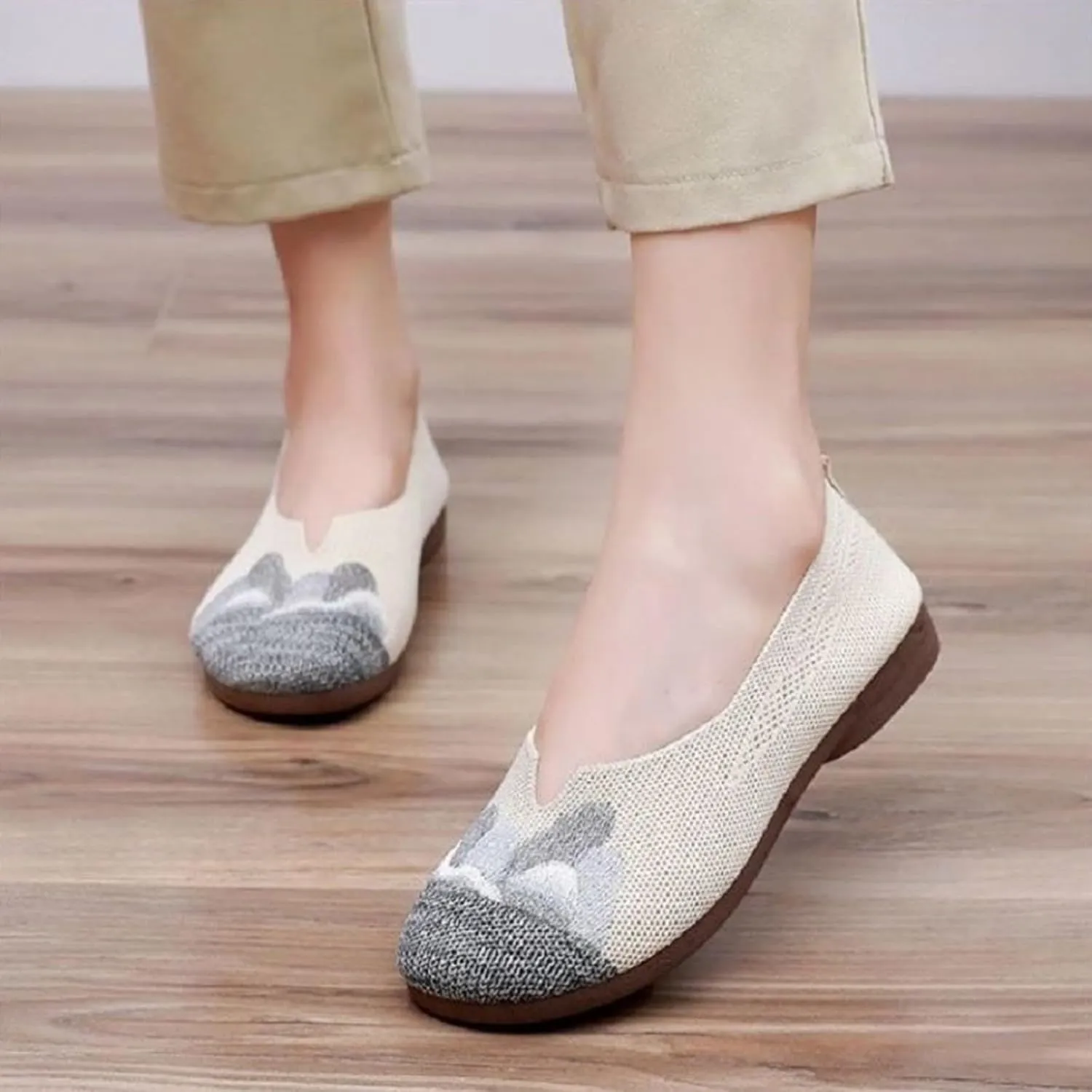 Loafers for Women Comfort Slip On Walking Shoes Knit Dress Casual Business Work Flat Wide Width Comfortable Sneaker