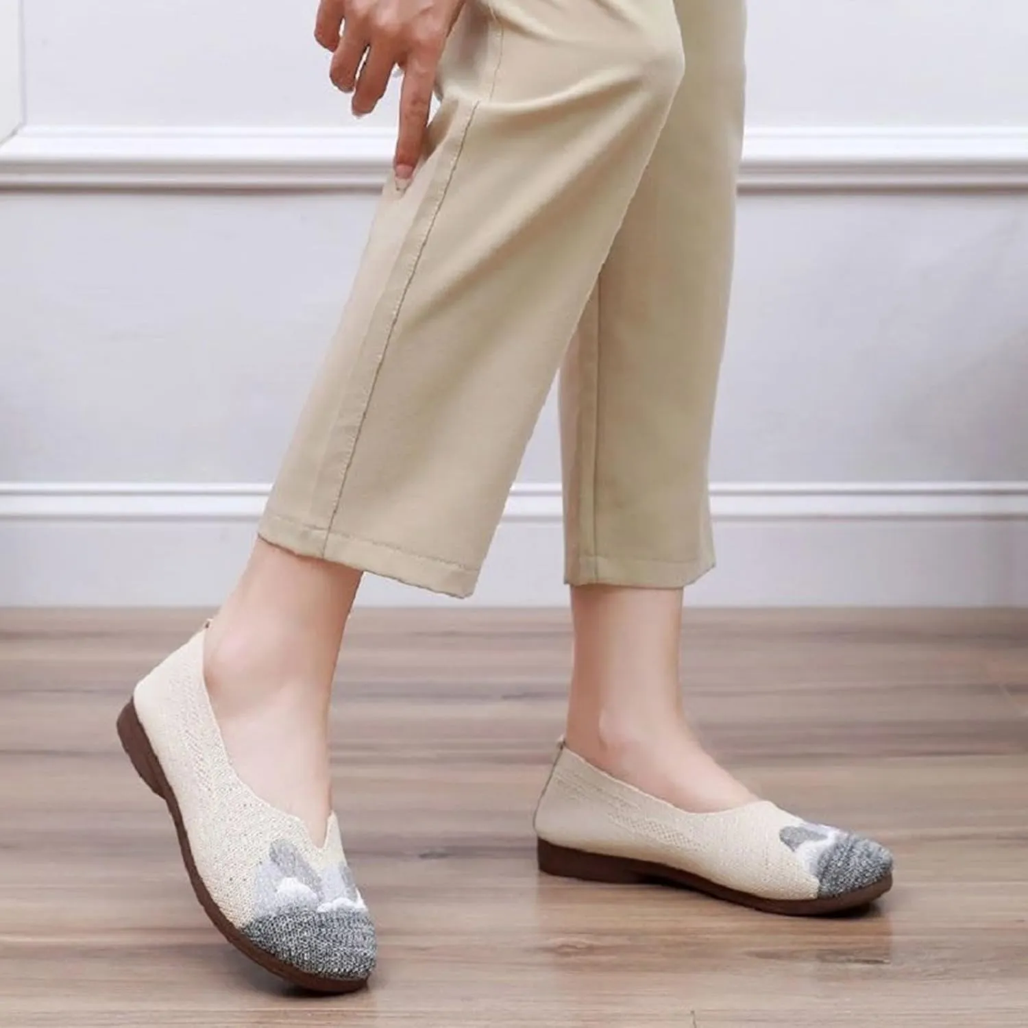 Loafers for Women Comfort Slip On Walking Shoes Knit Dress Casual Business Work Flat Wide Width Comfortable Sneaker