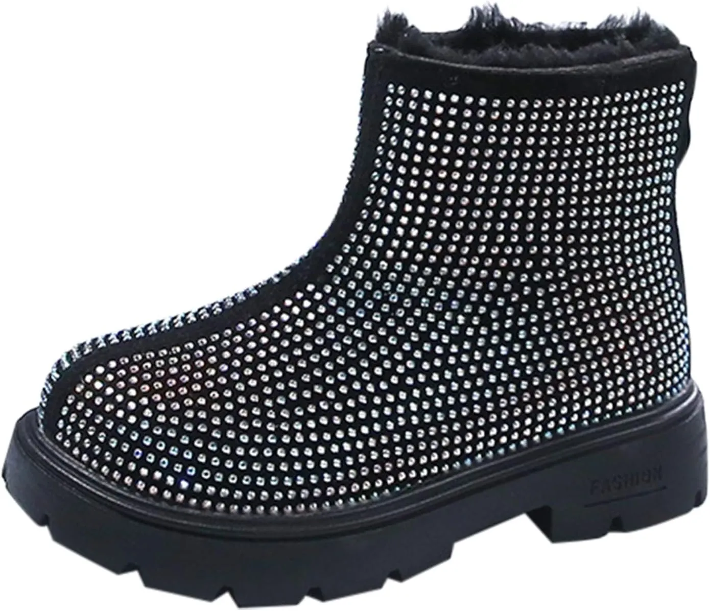 Low Heel Plush Mini Snow Boots for Toddler Kids, Girls Cozy Fleece Fr Lined Zip Up Classic Toddler Girl Shoes Size 6