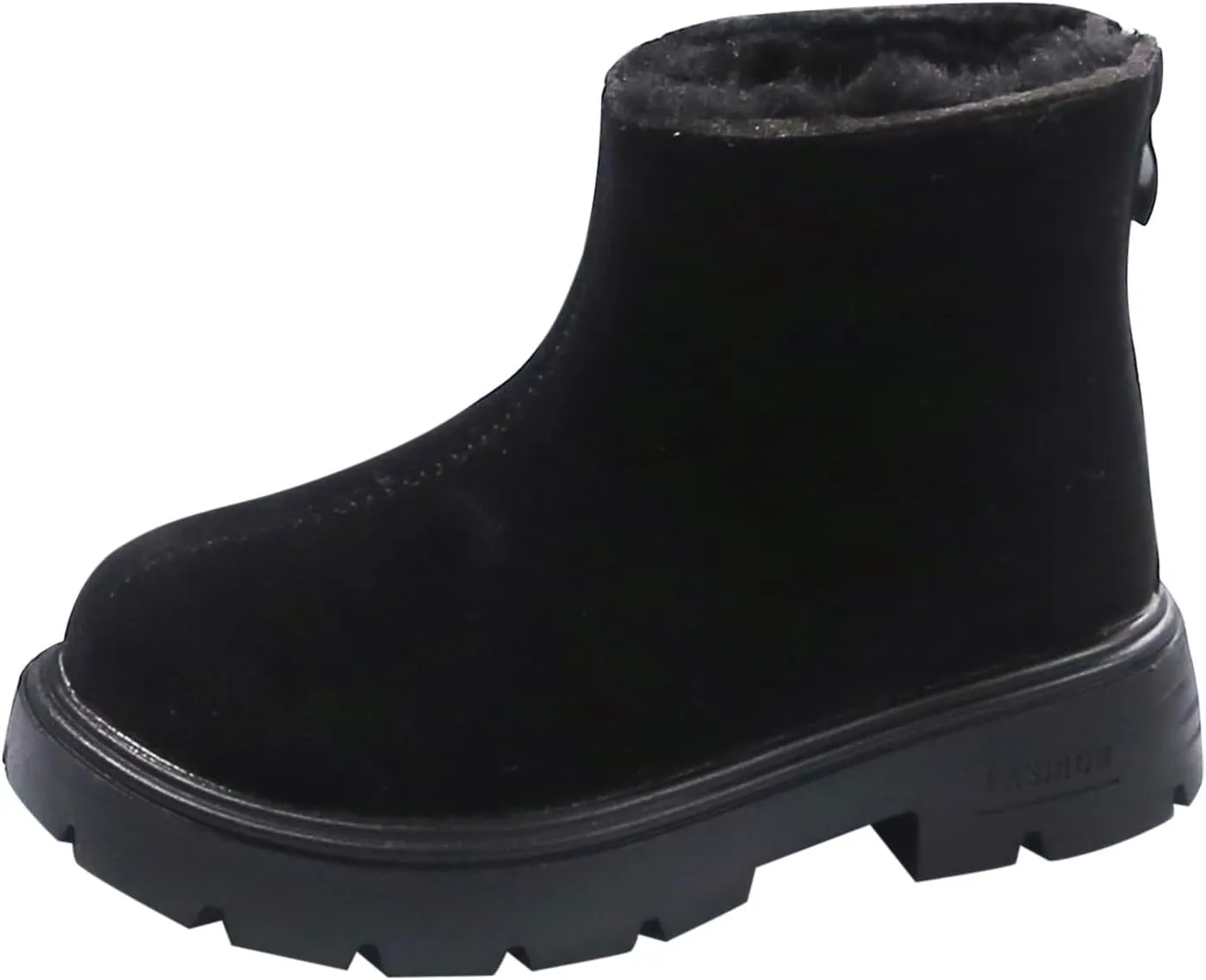 Low Heel Plush Mini Snow Boots for Toddler Kids, Girls Cozy Fleece Fr Lined Zip Up Classic Toddler Girl Shoes Size 6