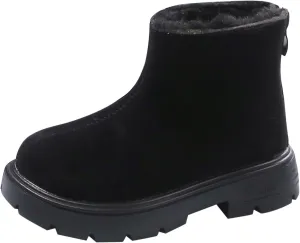 Low Heel Plush Mini Snow Boots for Toddler Kids, Girls Cozy Fleece Fr Lined Zip Up Classic Toddler Girl Shoes Size 6