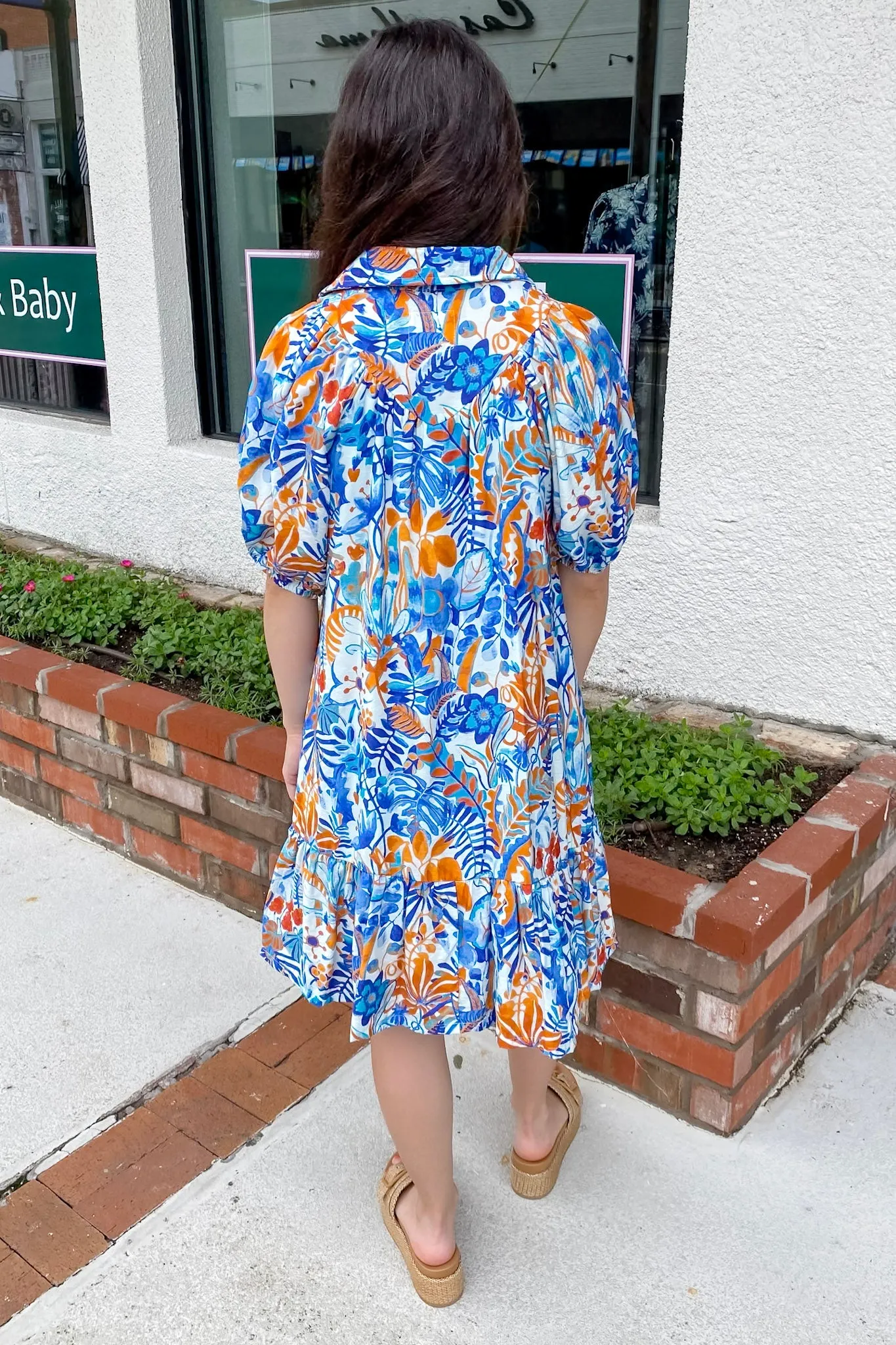 Lucky For You Floral Print Blue Dress