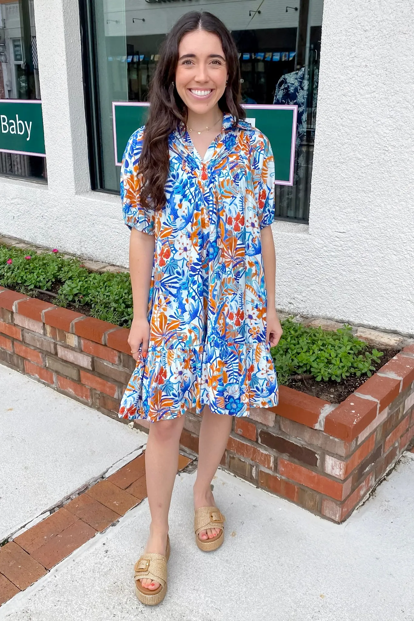 Lucky For You Floral Print Blue Dress