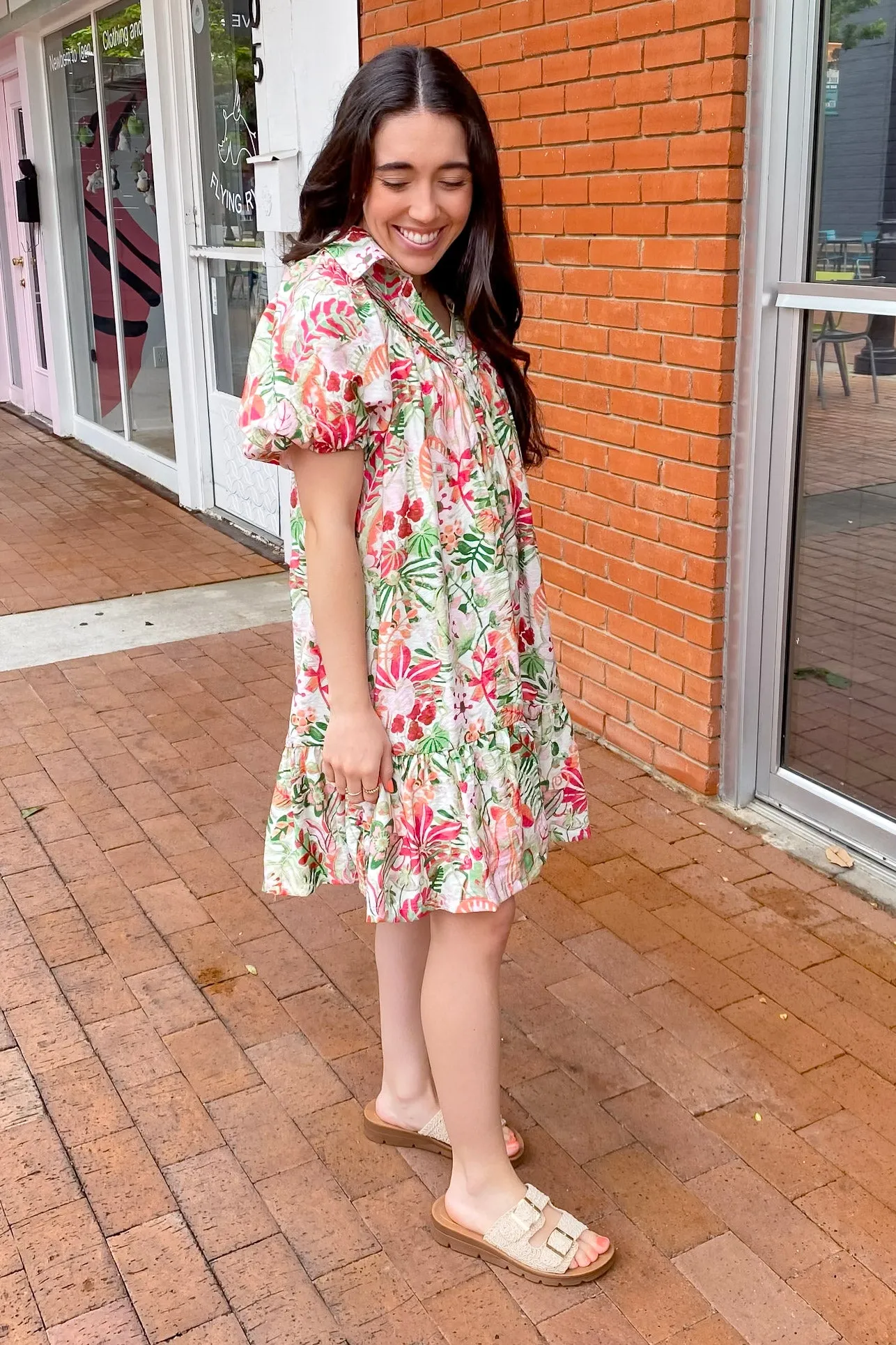 Lucky For You Floral Print Green Dress