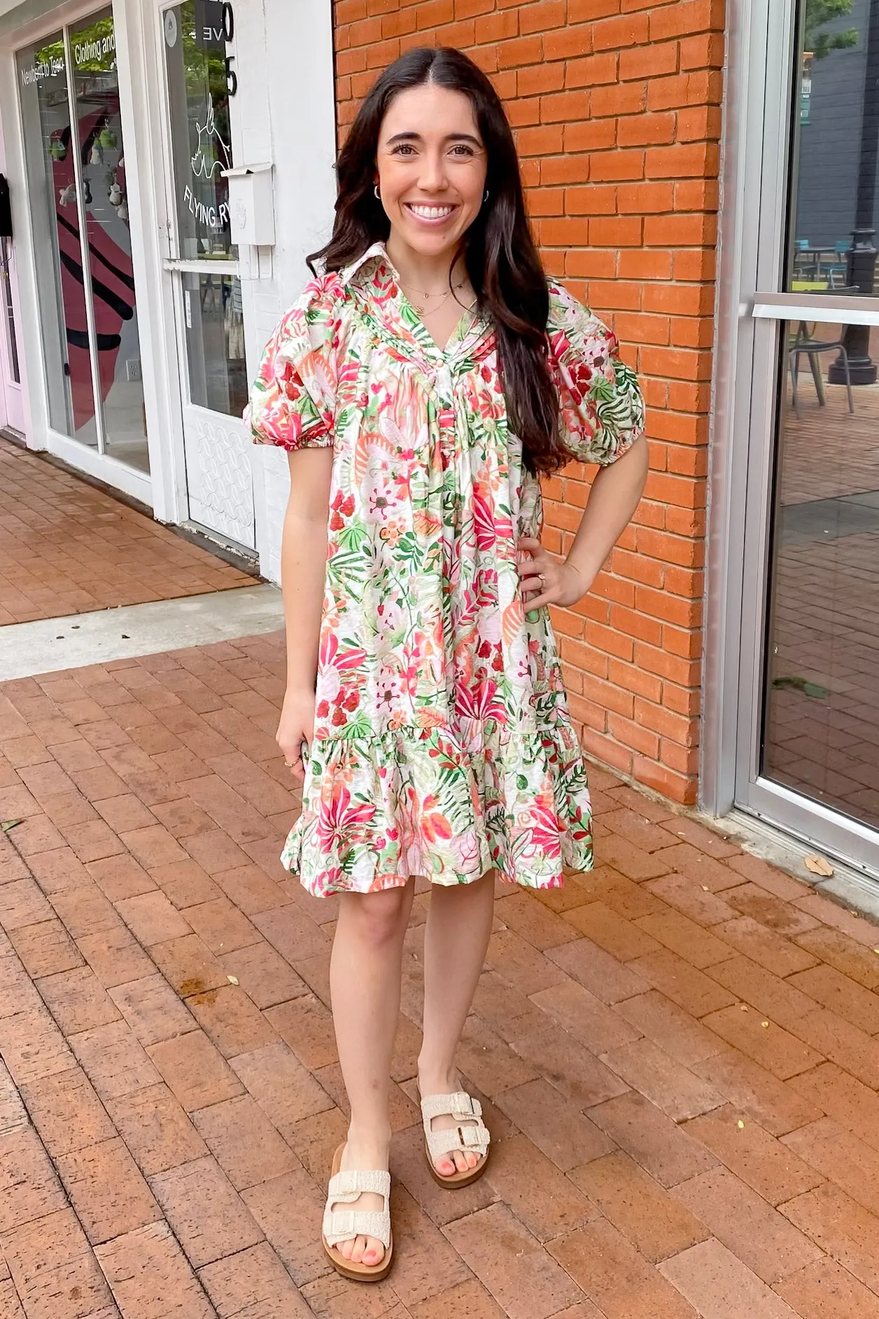 Lucky For You Floral Print Green Dress