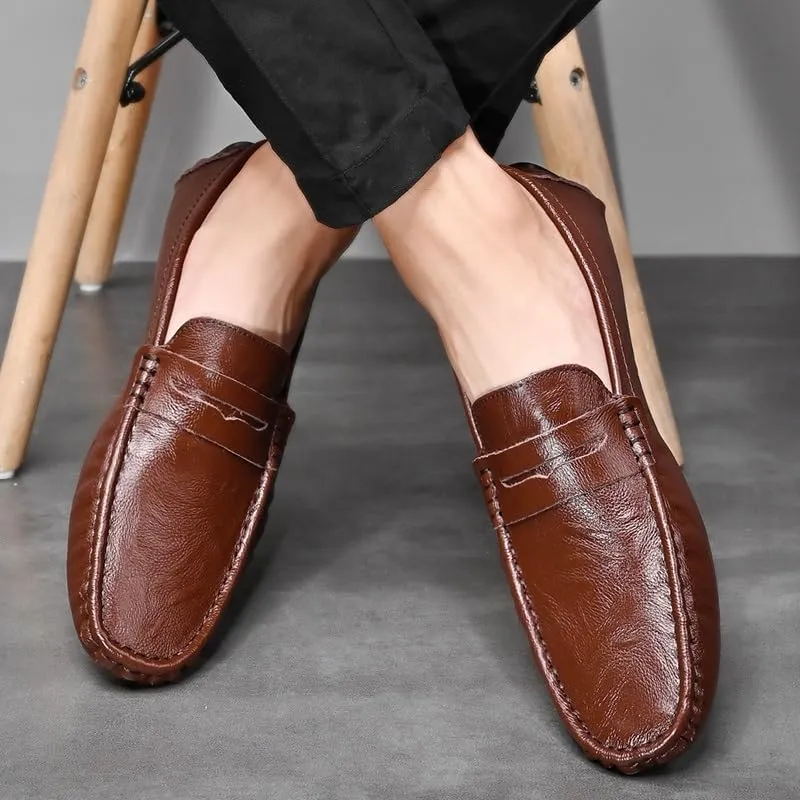 Mens Loafers Shoe Penny Driving Style Loafer Vegan Leather Anti-Slip Lightweight Flat Heel Prom Slip-ons