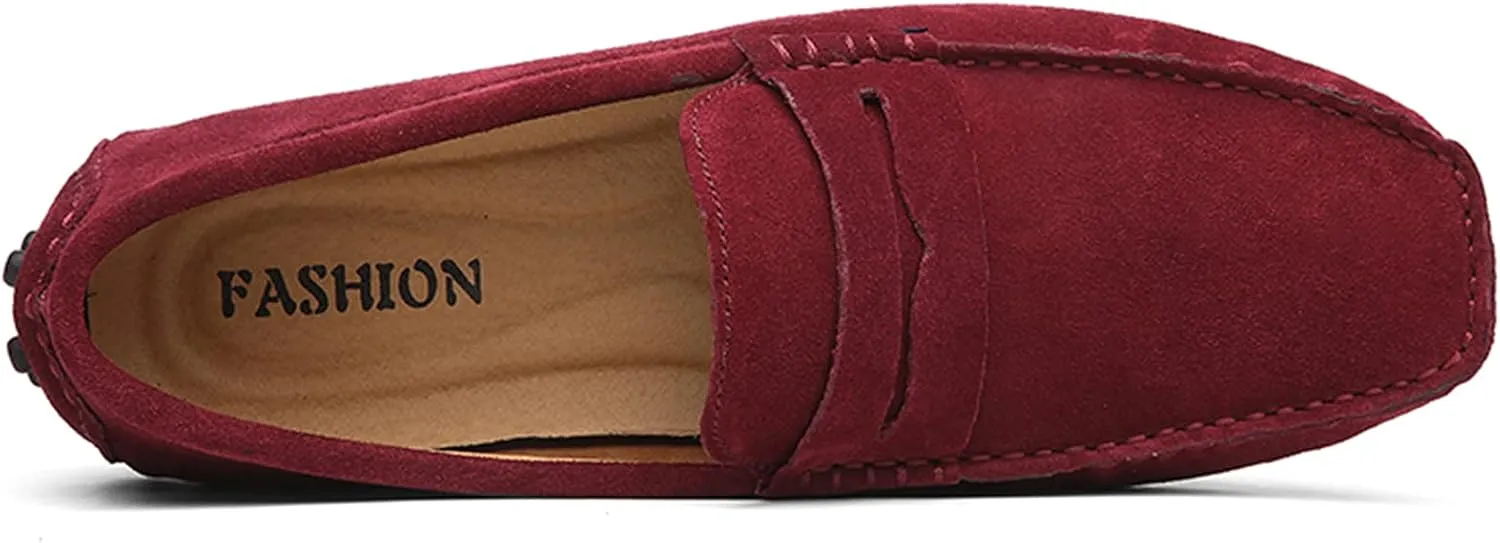 Men's Penny Loafers Moccasin Suede Leather Slip On Casual Dress Driving Shoes