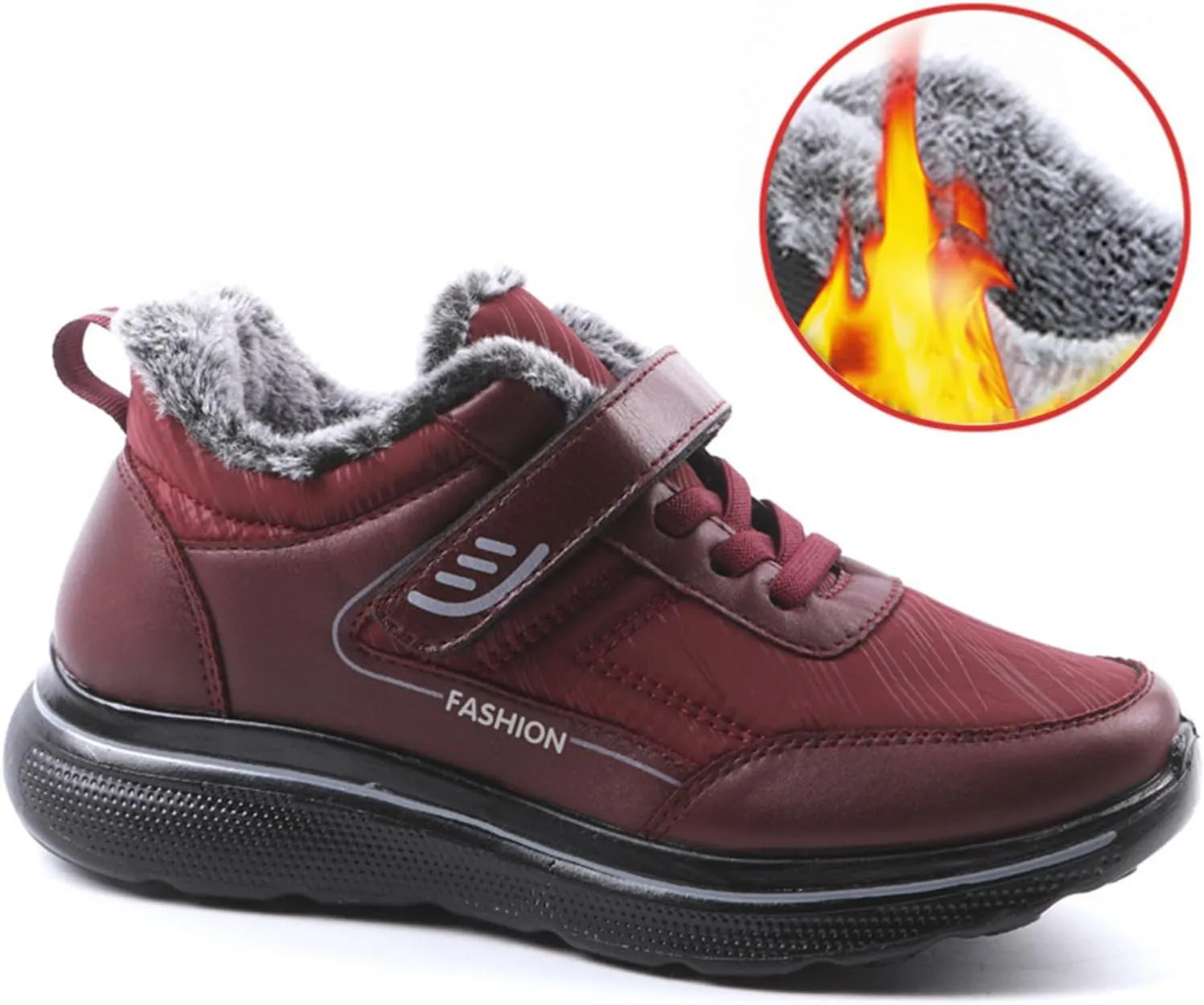 Mens Work Boots Slip On Hiking Sneakers Warm Fur Lined Women Workout Shoes Waterproof Winter Outdoor Botas Waterproof Non Slip Hike Grounded Footwear