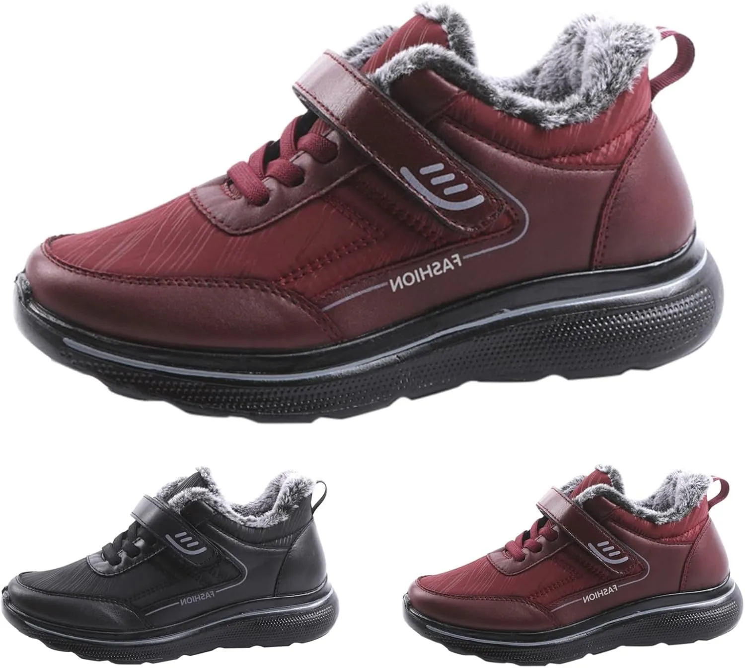 Mens Work Boots Slip On Hiking Sneakers Warm Fur Lined Women Workout Shoes Waterproof Winter Outdoor Botas Waterproof Non Slip Hike Grounded Footwear