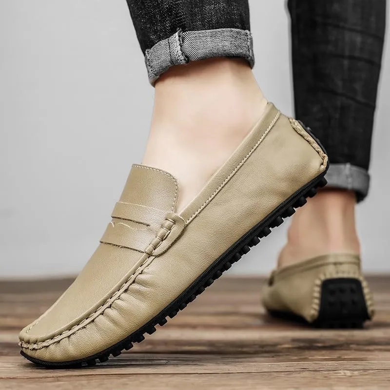 New Shoes Men's Loafers Round Toe Vegan Leather Penny Driving Loafers Comfortable Lightweight Flat Heel Flexible Classic Slip On