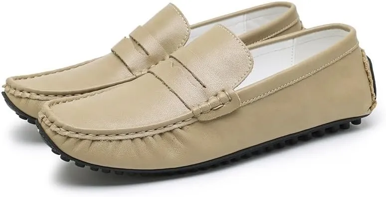 New Shoes Men's Loafers Round Toe Vegan Leather Penny Driving Loafers Comfortable Lightweight Flat Heel Flexible Classic Slip On