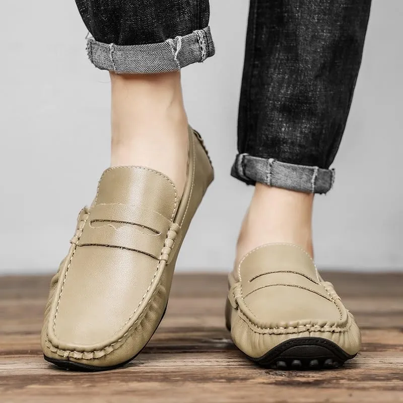 New Shoes Men's Loafers Round Toe Vegan Leather Penny Driving Loafers Comfortable Lightweight Flat Heel Flexible Classic Slip On