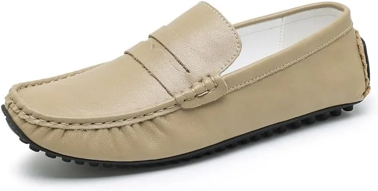 New Shoes Men's Loafers Round Toe Vegan Leather Penny Driving Loafers Comfortable Lightweight Flat Heel Flexible Classic Slip On