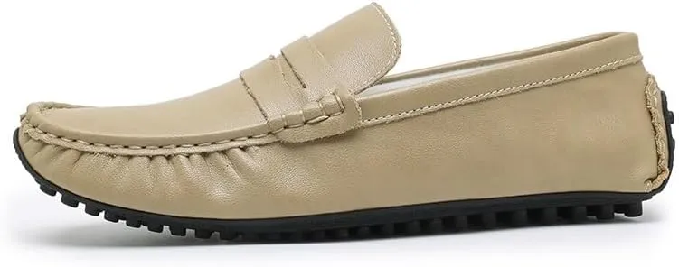 New Shoes Men's Loafers Round Toe Vegan Leather Penny Driving Loafers Comfortable Lightweight Flat Heel Flexible Classic Slip On